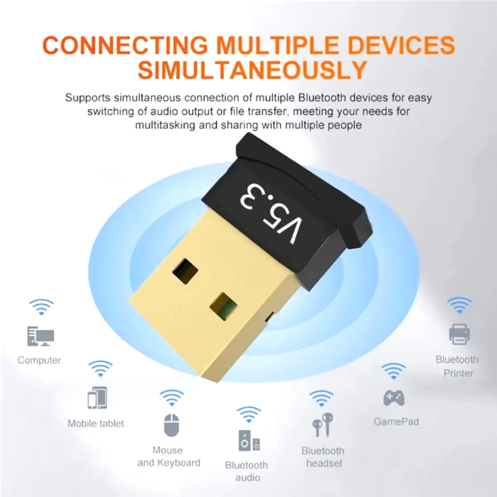 Upgrade Your Audio Experience with the USB Bluetooth 5.3 Transmitter & Receiver Dongle for Seamless Wireless Streaming on Computers and Laptops