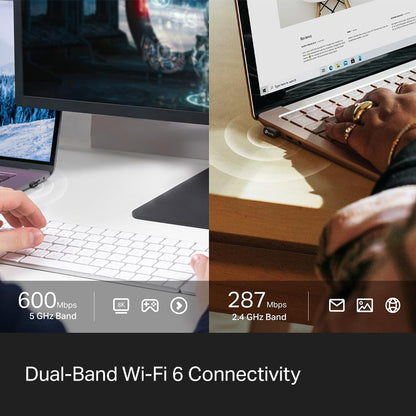 2-In-1 USB Bluetooth Wifi Adapter Archer TX10UB Nano | AX900 Wifi 6 BT 5.3 USB 2.0 Adapter for Desktop PC | Dual-Band Wifi Dongle | OFDMA, MU-MIMO, WPA3 | Travel Size | Supports Windows 11,10